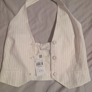 Mango Pinstripe Halter Vest